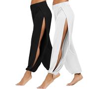 PACBREEZE Women's Yoga Harem Pants Side Slit Joggers Workout Sweatpants - Multi - XS