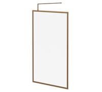 Pacco 8mm Clear Glass Fully Framed Walk In Shower Screen including Wall Channel and Support Bar | Brushed Bronze | Glass/Aluminium | 1850mm x 1200mm