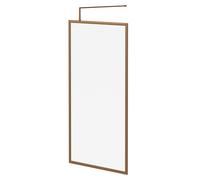 Pacco 8mm Clear Glass Fully Framed Walk In Shower Screen including Wall Channel and Support Bar | Brushed Bronze | Glass/Aluminium | 1850mm x 1000mm