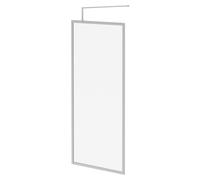 Pacco 8mm Clear Glass Fully Framed Walk In Shower Screen including Wall Channel and Support Bar | Polished Chrome | Glass/Aluminium | 1850mm x 900mm