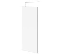 Pacco 8mm Clear Glass Walk In Shower Screen including Wall Channel and Support Bar | Polished Chrome | Glass/Aluminium | 1850mm x 900mm