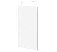 Pacco 8mm Clear Glass Walk In Shower Screen including Wall Channel and Support Bar | Polished Chrome | Glass/Aluminium | 1850mm x 1200mm