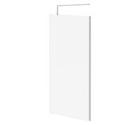 Pacco 8mm Clear Glass Walk In Shower Screen including Wall Channel and Support Bar | Polished Chrome | Glass/Aluminium | 1850mm x 1000mm