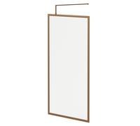 Pacco 8mm Fluted Glass Fully Framed Walk In Shower Screen including Wall Channel and Support Bar | Brushed Bronze | Glass/Aluminium | 1850mm x 1000mm