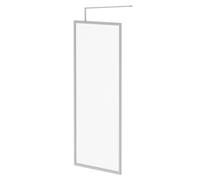 Pacco 8mm Fluted Glass Fully Framed Walk In Shower Screen including Wall Channel and Support Bar | Polished Chrome | Glass/Aluminium | 1850mm x 800mm