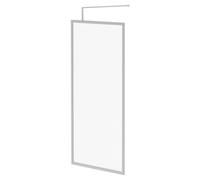 Pacco 8mm Fluted Glass Fully Framed Walk In Shower Screen including Wall Channel and Support Bar | Polished Chrome | Glass/Aluminium | 1850mm x 900mm