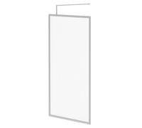 Pacco 8mm Fluted Glass Fully Framed Walk In Shower Screen including Wall Channel and Support Bar | Polished Chrome | Glass/Aluminium | 1850mm x 1000mm