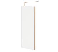 Pacco 8mm Fluted Glass Walk In Shower Screen including Wall Channel and Support Bar | Brushed Bronze | Glass/Aluminium | 1850mm x 800mm