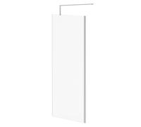 Pacco 8mm Fluted Glass Walk In Shower Screen including Wall Channel and Support Bar | Polished Chrome | Glass/Aluminium | 1850mm x 800mm