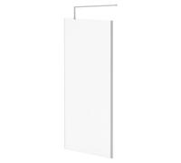 Pacco 8mm Fluted Glass Walk In Shower Screen including Wall Channel and Support Bar | Polished Chrome | Glass/Aluminium | 1850mm x 900mm