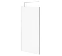 Pacco 8mm Fluted Glass Walk In Shower Screen including Wall Channel and Support Bar | Polished Chrome | Glass/Aluminium | 1850mm x 1000mm