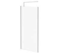 Pacco 8mm Fluted Glass Walk In Shower Screen including Wall Channel with End Profile and Support Bar | Polished Chrome | Glass/Aluminium | 1850mm x 1000mm