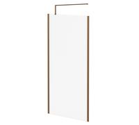 Pacco 8mm Fluted Glass Walk In Shower Screen including Wall Channel with End Profile and Support Bar | Brushed Bronze | Glass/Aluminium | 1850mm x 1000mm