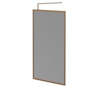 Pacco 8mm Smoked Glass Fully Framed Walk In Shower Screen including Wall Channel and Support Bar | Brushed Bronze | Glass/Aluminium | 1950mm x 1200mm