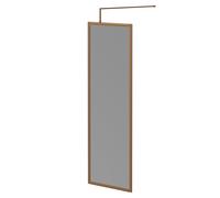 Pacco 8mm Smoked Glass Fully Framed Walk In Shower Screen including Wall Channel and Support Bar | Brushed Bronze | Glass/Aluminium | 1950mm x 700mm