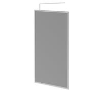 Pacco 8mm Smoked Glass Fully Framed Walk In Shower Screen including Wall Channel and Support Bar | Polished Chrome | Glass/Aluminium | 1950mm x 1200mm