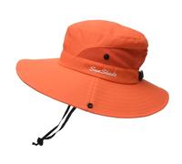 PACDE Adjustable Wind Cord Women Sun Hat Mesh UV Protection Safari Cap Fishing Walking Hiking Boonie Breathable Horsehair Opening(Orange,UK Size6 3/4-7 1/8