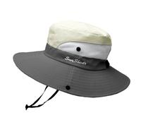 PACDE Adjustable Wind Cord Women Sun Hat Mesh UV Protection Safari Cap Fishing Walking Hiking Boonie Breathable Horsehair Opening(Beige Gary,UK Size6 3/4-7 1/8)