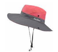 PACDE Adjustable Wind Cord Women Sun Hat Mesh UV Protection Safari Cap Fishing Walking Hiking Boonie Breathable Horsehair Opening(Watermelonred Gary,UK Size6 3/4-7 1/8)