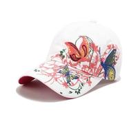 PACDE Butterfly Full Embroidered Women Baseball Cap Fashion Sequins Adjustable Strap Cotton Women Hats Sunlight Bowler Hat Ladies Baseball Cap(White,UK Size6 3/4-7 1/4)