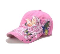 PACDE Butterfly Full Embroidered Women Baseball Cap Fashion Sequins Adjustable Strap Cotton Women Hats Sunlight Bowler Hat Ladies Baseball Cap(Pink,UK Size6 3/4-7 1/4)