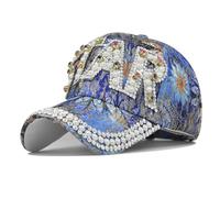 PACDE Butterfly Full Embroidered Women Baseball Cap Fashion Sequins Adjustable Strap Cotton Women Hats Sunlight Bowler Hat Ladies Baseball Cap(1275Blue,UK Size6 3/4-7 3/8)