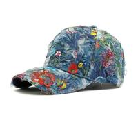 PACDE Butterfly Full Embroidered Women Baseball Cap Fashion Sequins Adjustable Strap Cotton Women Hats Sunlight Bowler Hat Ladies Baseball Cap(CQ3387Blue Purple,UK Size6 3/4-7 3/8)