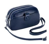 PACDE Genuine Leather Women’s Shoulder Bag, Large Capacity Mini Crossbody Handbag with Multiple Pockets for Daily Use, 10 Colors(Royal blue)