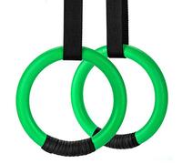 PACEARTH Gymnastic Rings Green/Grey/Black/Orange/Red 1100lbs Capacity with 14.76ft Adjustable Buckle Straps Pull Up Exercise Rings Non-Slip Rings for Home Gym Full Body Workout (Green)
