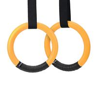 PACEARTH Gymnastic Rings Yellow 1100lbs Capacity with 14.76ft Adjustable Buckle Straps Pull Up Exercise Rings Non-Slip Rings for Home Gym Full Body Workout