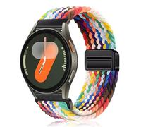 PaceBid 20mm Braided Straps for Samsung Galaxy Watch 7/6/5/4 40,44mm/Watch FE/Watch 6 Classic 43,47mm/Watch 5 Pro 45mm, Magnetic Sport Soft Nylon Replacement Watch Band for Galaxy Watch 42mm - Rainbow