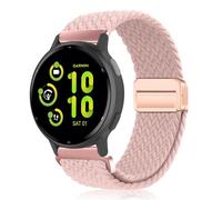 PaceBid 20mm Nylon Strap for Garmin Forerunner 165/165 Music/245/645/570 42mm/70/170 43mm/Vivoactive 6/5, Magnetic Braided Replacement Watch band for Garmin Approach S50/S44/Venu Sq 2 - Pink