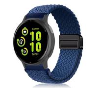 PaceBid 20mm Nylon Strap for Garmin Forerunner 165/165 Music/245/645/570 42mm/70/170 43mm/Vivoactive 6/5, Magnetic Braided Replacement Watch band for Garmin Approach S50/S44/Venu Sq 2 - Blue
