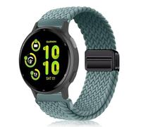 PaceBid 20mm Nylon Strap for Garmin Forerunner 165/165 Music/245/645/570 42mm/70/170 43mm/Vivoactive 6/5, Magnetic Braided Replacement Watch band for Garmin Approach S50/S44/Venu Sq 2 - Green
