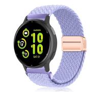 PaceBid 20mm Nylon Strap for Garmin Forerunner 165/165 Music/245/645/570 42mm/70/170 43mm/Vivoactive 6/5, Magnetic Braided Replacement Watch band for Garmin Approach S50/S44/Venu Sq 2 - Lavender