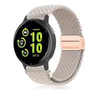 PaceBid 20mm Nylon Strap for Garmin Forerunner 165/165 Music/245/645/570 42mm/Vivoactive 6/5/3, Magnetic Braided Replacement Watch band for Garmin Approach S50/S44/Venu Sq 2/Venu 2 Plus - Starlight