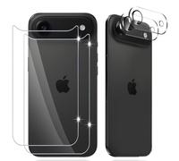 PaceBid Back Screen Protector Compatible with iPhone Air (17 Air), [2+2 Pack] Tempered Glass Film + Camera Protection, Anti-Scratch 9H Hardness HD Back Protection Protective Film for iPhone 17 Air