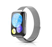PaceBid Bracelet Compatible with Huawei Watch FIT 2, Metal Woven Stainless Steel Magnetic Replacement Strap, Classic Adjustable Watch Strap for Huawei Watch FIT 2 (Silver)