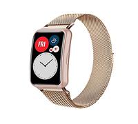 PaceBid Bracelet Compatible with Huawei Watch Fit, Mesh Woven Stainless Steel Wrist Metal Strap Bracelet, Classic Adjustable Watch Strap for Huawei Watch Fit (Rose Gold)