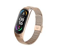 PaceBid Bracelet Compatible with Xiaomi Mi Band 6, Mesh Woven Stainless Steel Wrist Metal Strap Bracelet, Classic Adjustable Watch Strap for Xiaomi Mi Band 6 (Rose Gold)