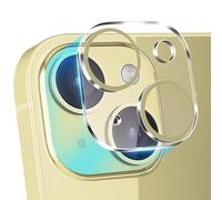 PaceBid Camera Lens Protector for iPhone 15 Plus - 9H Tempered Glass/Aluminum Alloy Metal [Anti-Scratch] [Night Shooting Mode] (Yellow)