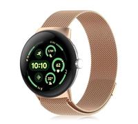 PaceBid Metal Straps for Google Pixel Watch 4/3 45mm, Stainless Steel Metal with Magnetic Closur Wristband, Milanese Loop Replacement WatchBand for Google Pixel Watch 3/4 45mm - Rose Gold