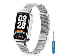 PaceBid Metal Straps for Xiaomi Smart Band 9 Active(Mi Band 9 Active), Mesh Woven Stainless Steel Metal Replacement Strap, Adjustable Classic Watch Band for Xiaomi Redmi Smart Band 3 - Silver