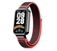 PaceBid Nylon Strap for Xiaomi Smart Band 9 Active(Xiaomi Mi Band 9 Active), Breathable Elastic Bracelet, Straps Replacement Watch Band Sport Watchband for Xiaomi Redmi Smart Band 3 - Red/Black