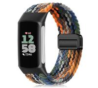 PaceBid Nylon Straps for Fitbit Charge 6/5, Men and Women Sport Elastic Braided Magnetic Replacement Watch Band for Fitbit Charge 5/6 - Colorful