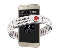 Pacemaker Bracelet, Medical ID Bracelet, Engraved ICD Alert Warning, feat. Enclosure Store Written Contact Info, Unisex Design, Comfort Fit, Expanding Links, Any Wrist Size