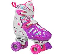 Pacer XT70 Adjustable Artistic Quad Roller Skates for Youth Children (White Small)