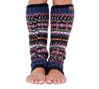 Pachamama 100% Wool Legwarmer Handknitted Traditional Fairisle Colourful Regular Fit Handmade Extra Warm Fair Trade (Denim, One Size)