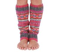 Pachamama 100% Wool Legwarmer Handknitted Traditional Fairisle Colourful Regular Fit Handmade Extra Warm Fair Trade (Pink, One Size)