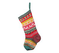 Pachamama Children Adult Wool Christmas Stocking Handknitted Reindeer Design Multicoloured 50x18 CM, Fair Trade